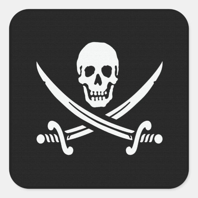 Cuadrada Jolly Roger Pegatina (Anverso)