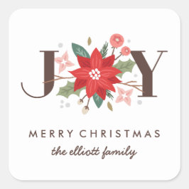 Cuadrada Joy Flourish Pegatina - Blanco