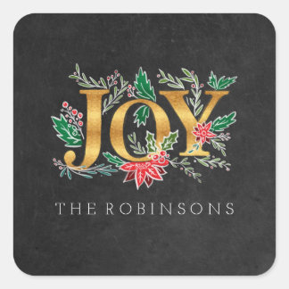 Cuadrada Joy Winter Navidades Foliage Pegatina