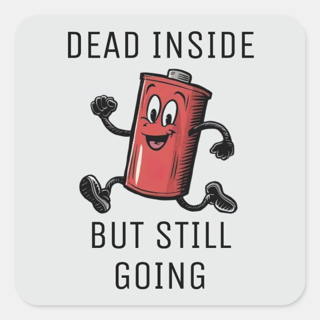 Cuadrada Juego de Pegatina de batería divertida en ejecució (Anverso)