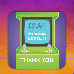 Cuadrada Jugador de arcade verde gracias Pegatina