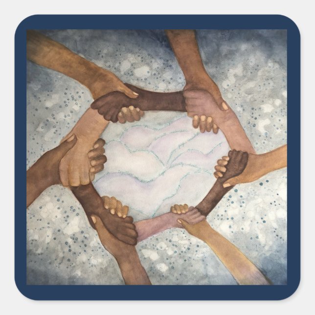 Cuadrada Juntos Somos Un Pegatina (Anverso)