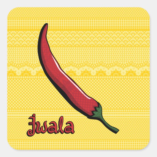 Cuadrada Jwala Chili Pepper Pegatina (Anverso)