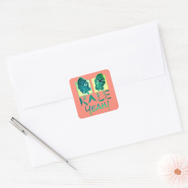 Cuadrada Kale Yeah - Punny Garden Card Square Pegatina (Sobre)