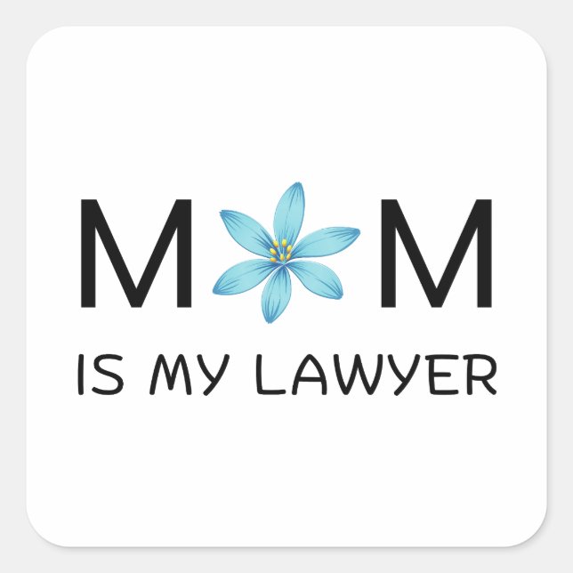 Cuadrada kawaii azul pegatina lindo - agitador de flores bo (Anverso)