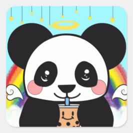 Cuadrada Kawaii Boba Panda Pegatina de la Plaza del Oso