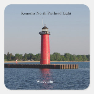 Cuadrada Kenosha pegatina de la Luz Pierhead Norte