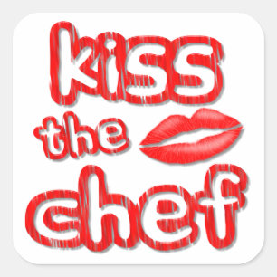 Cuadrada Kiss The Chef Square Pegatina