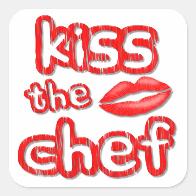 Cuadrada Kiss The Chef Square Pegatina (Anverso)