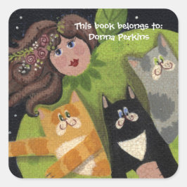 Cuadrada Kitty Cat Angel Pegatina