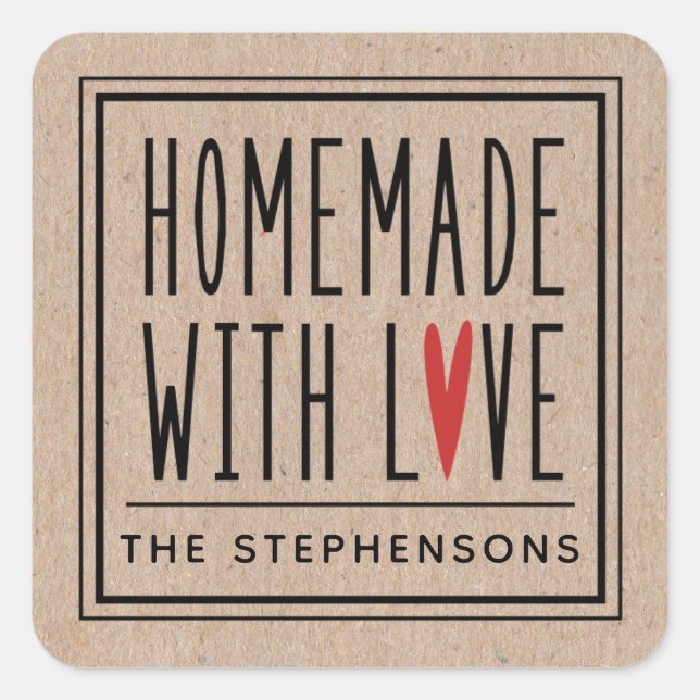 Cuadrada Kraft personalizado hecho con Pegatina de Love Squ (Anverso)