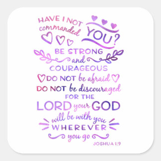 Cuadrada La Biblia Verse Pegatina Joshua 1:9