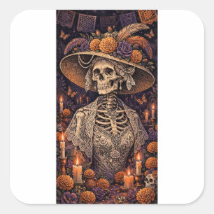 Cuadrada La Catrina Pegatina