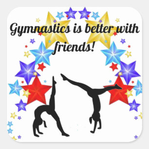 Cuadrada La gimnasia es mejor con los amigos Pegatina