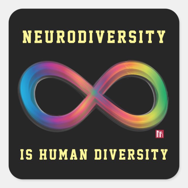 Cuadrada La neurodiversidad es Pegatina de la Diversidad Hu (Anverso)