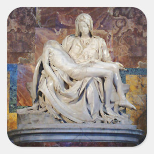 Cuadrada La Pieta de Michelangelo Pegatina