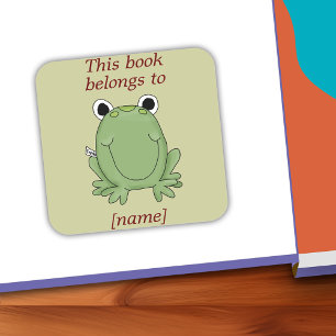 Cuadrada La Rana Cuta De Este Libro Pertenece Al Pegatina D