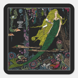 Cuadrada La sirena bajo el Pegatina del mar