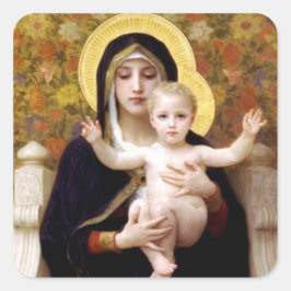 Cuadrada La Virgen de los Lilies - Pegatina de Navidad