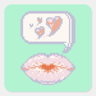 Cuadrada Labios de besos de Pastel Pixel - Pegatina de invi