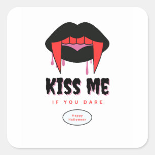 Cuadrada Labios de vampiro Halloween Bésame Pegatina
