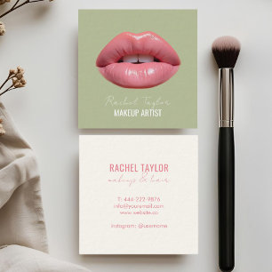 Cuadrada Labios rosados   Tarjeta de visita Mint Makeup Squ