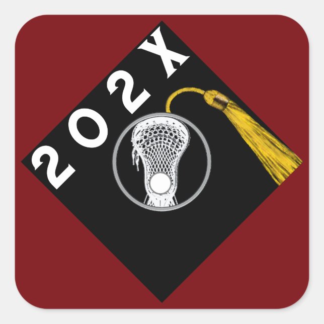 Cuadrada Lacrosse Team Pegatina Senior Night Maroon Square (Anverso)