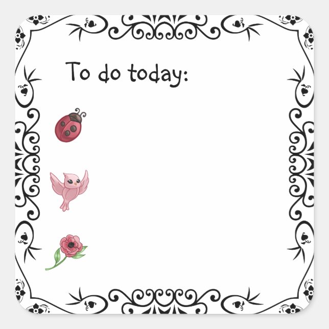 Cuadrada Ladybug Bullet Journal o Planner Square Pegatina (Anverso)