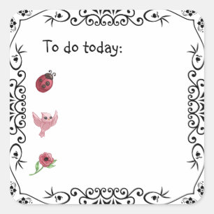 Cuadrada Ladybug Bullet Journal o Planner Square Pegatina