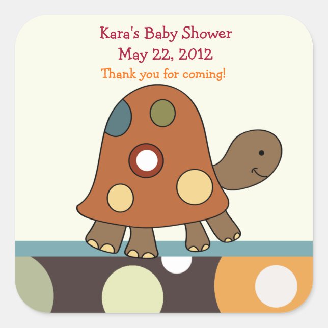 Cuadrada Laguna Turtle SQUARE Favor Pegatina (Anverso)