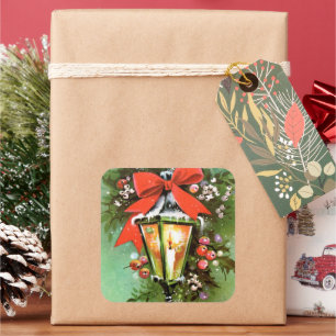 Cuadrada Lámpara de Navidades retro vintage pegatina de vac