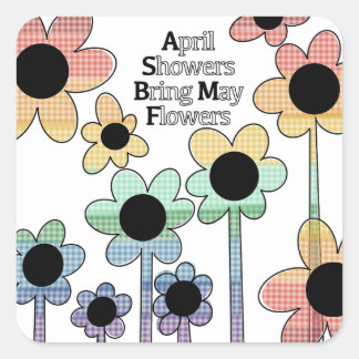 Cuadrada Las duchas de abril traen Pegatina de las flores d