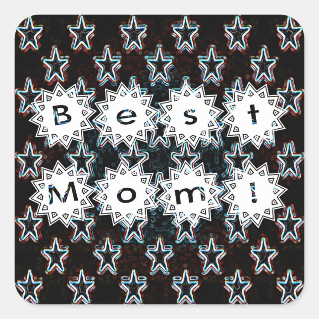 Cuadrada Las mejores estrellas de mamá en el Pegatina Neon (Anverso)