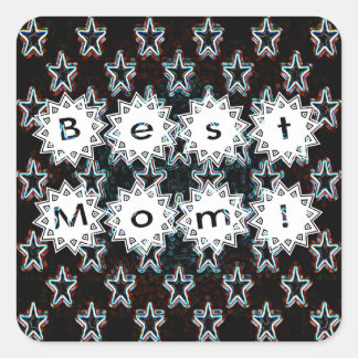 Cuadrada Las mejores estrellas de mamá en el Pegatina Neon