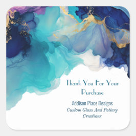 Cuadrada Lavanda azul de tinta de alcohol Gracias Pegatina