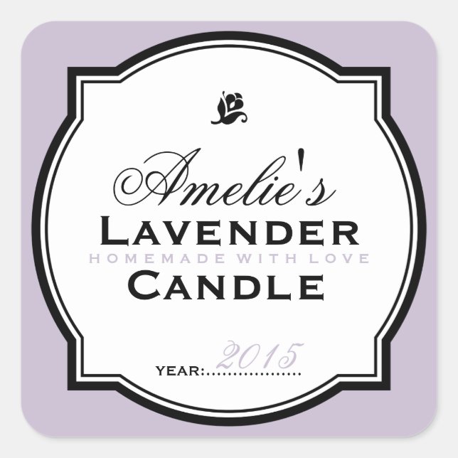 CUADRADA LAVANDA | PEGATINA PERSONALIZADO SOAP & CANDLE (Anverso)