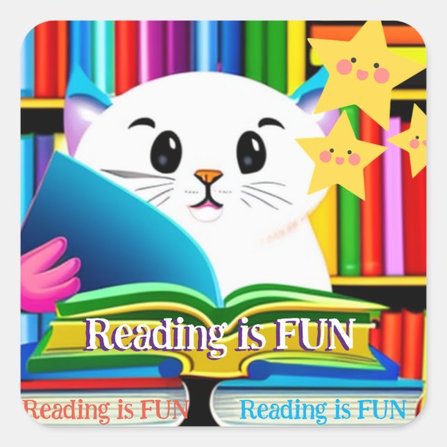 Cuadrada Leer es Pegatina divertido (Anverso)