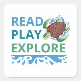 Cuadrada Leer Jugar Explorar Pegatina de lectura para niños