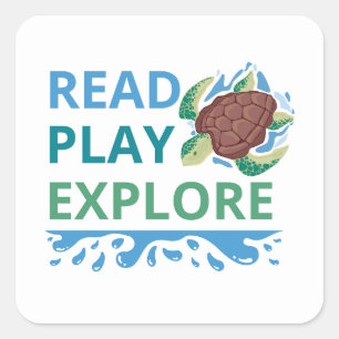 Cuadrada Leer Jugar Explorar Pegatina de lectura para niños