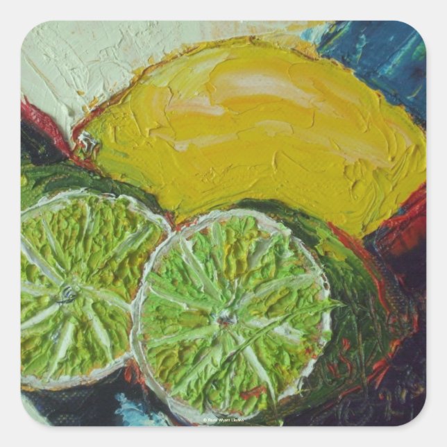 Cuadrada Lemon Lime Round Pegatina (Anverso)