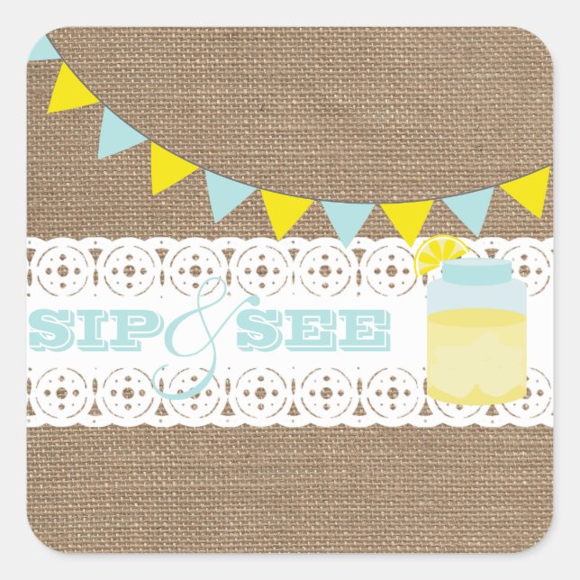 Cuadrada Lemonade Sip Y Ver A Baby Boy Pegatina (Anverso)