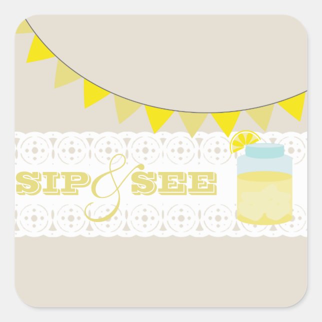 Cuadrada Lemonade Sip Y Ver Pegatina (Anverso)