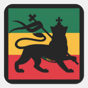 Cuadrada León de Rastafari del pegatina cuadrado de Judah