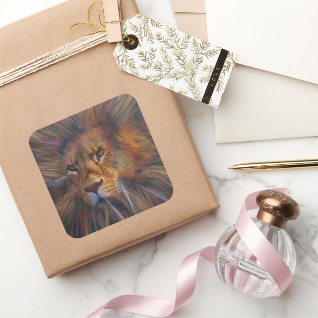 Cuadrada León en el Pegatina de la Galería (Regalar)