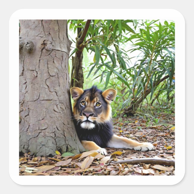 Cuadrada León en el Pegatina de las sombras (Anverso)