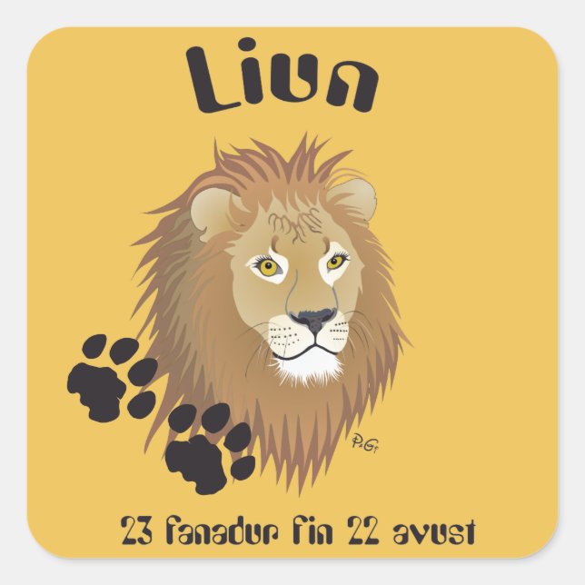 Cuadrada León - signo del zodíaco pegatina (Anverso)