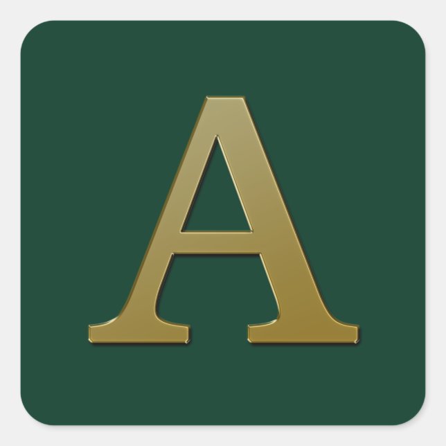 Cuadrada Letra a Pegatina Gold Square (Anverso)