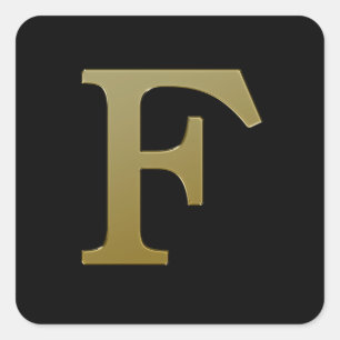 Cuadrada Letra F Pegatina Gold Square