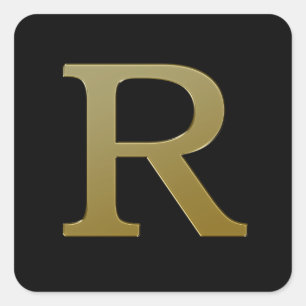 Cuadrada Letra R Pegatina Gold Square