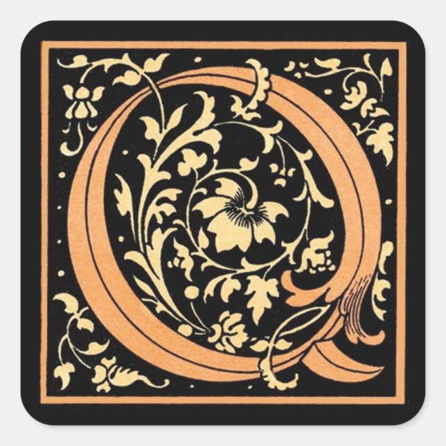 Cuadrada Letra vintage Black & Gold ‘Q’ - Pegatina (Anverso)